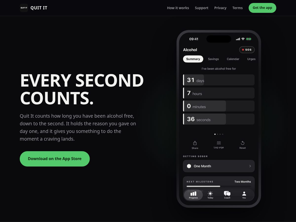 Landing-page snapshot of quitit.pro