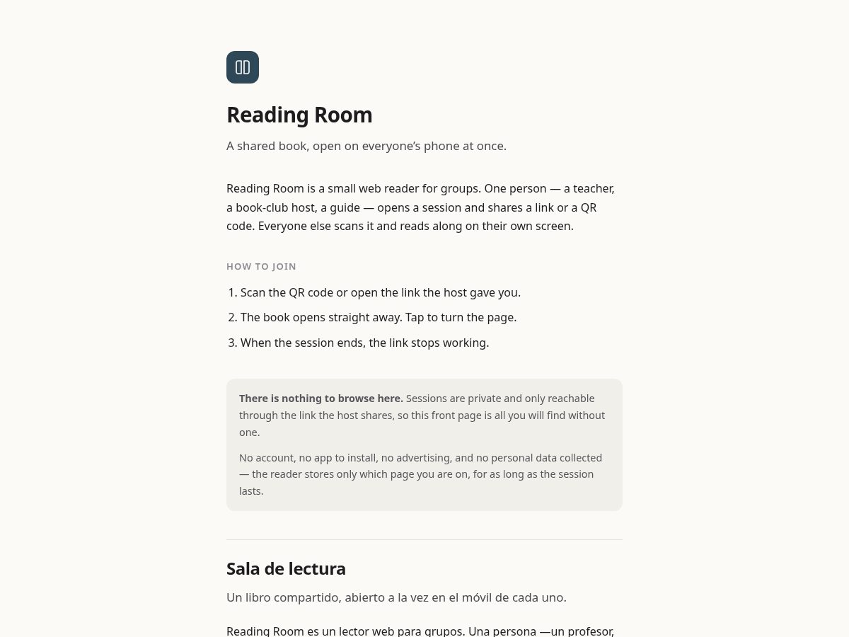Landing-page snapshot of readingroom.top