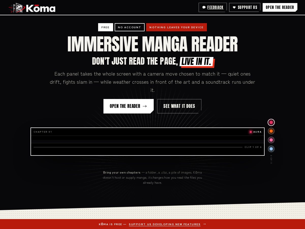 Landing-page snapshot of readkoma.com