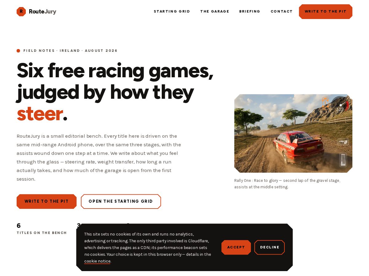 Landing-page snapshot of routejury.com
