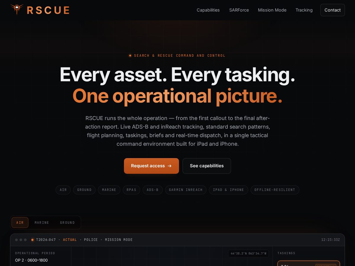 Landing-page snapshot of rscue.app