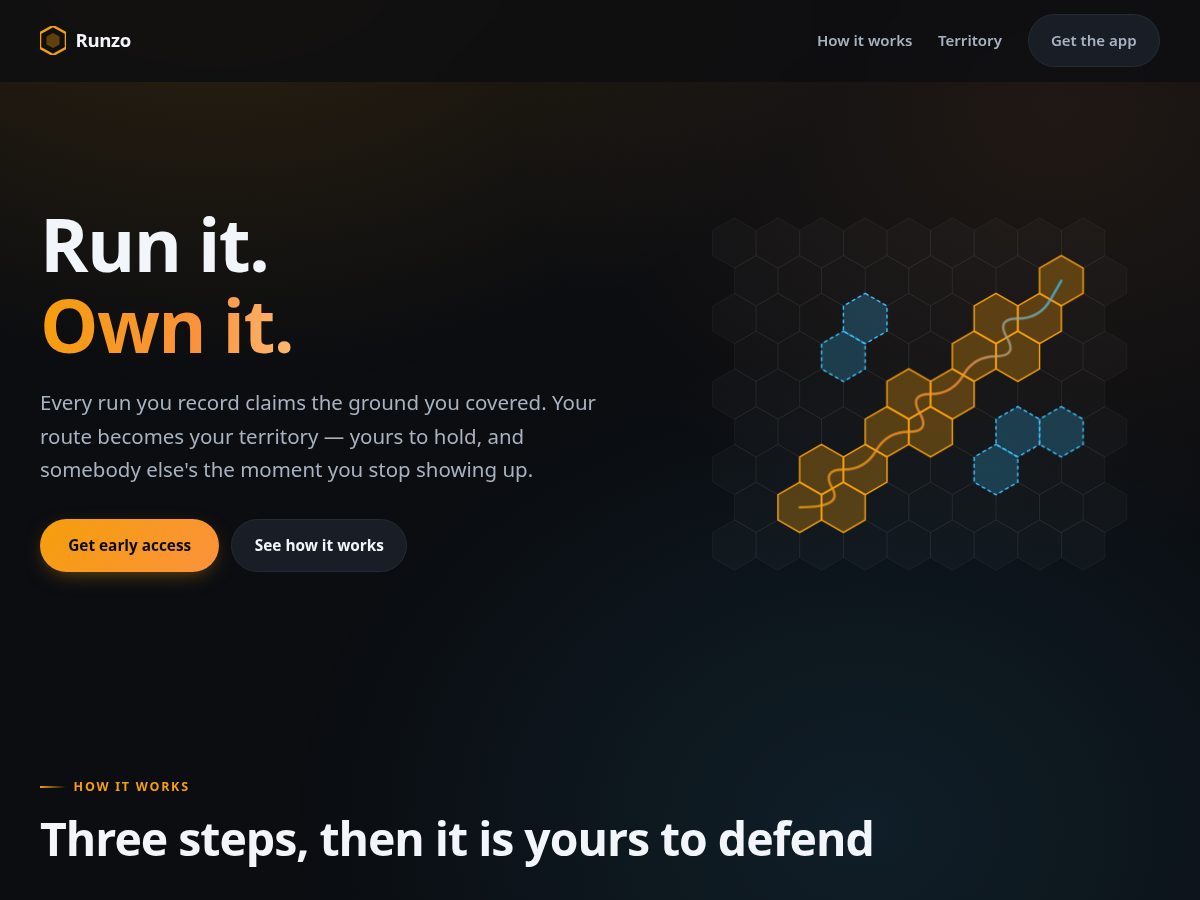 Landing-page snapshot of runzo.fit