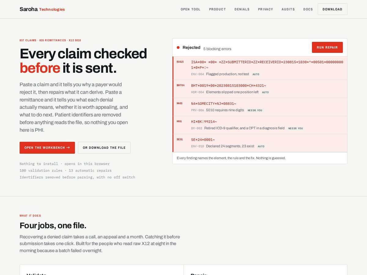 Landing-page snapshot of sarohatechnologies.com