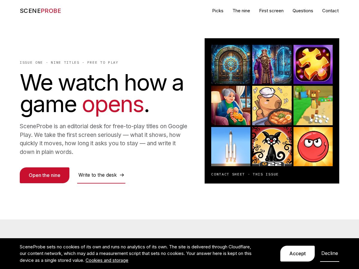Landing-page snapshot of sceneprobe.com