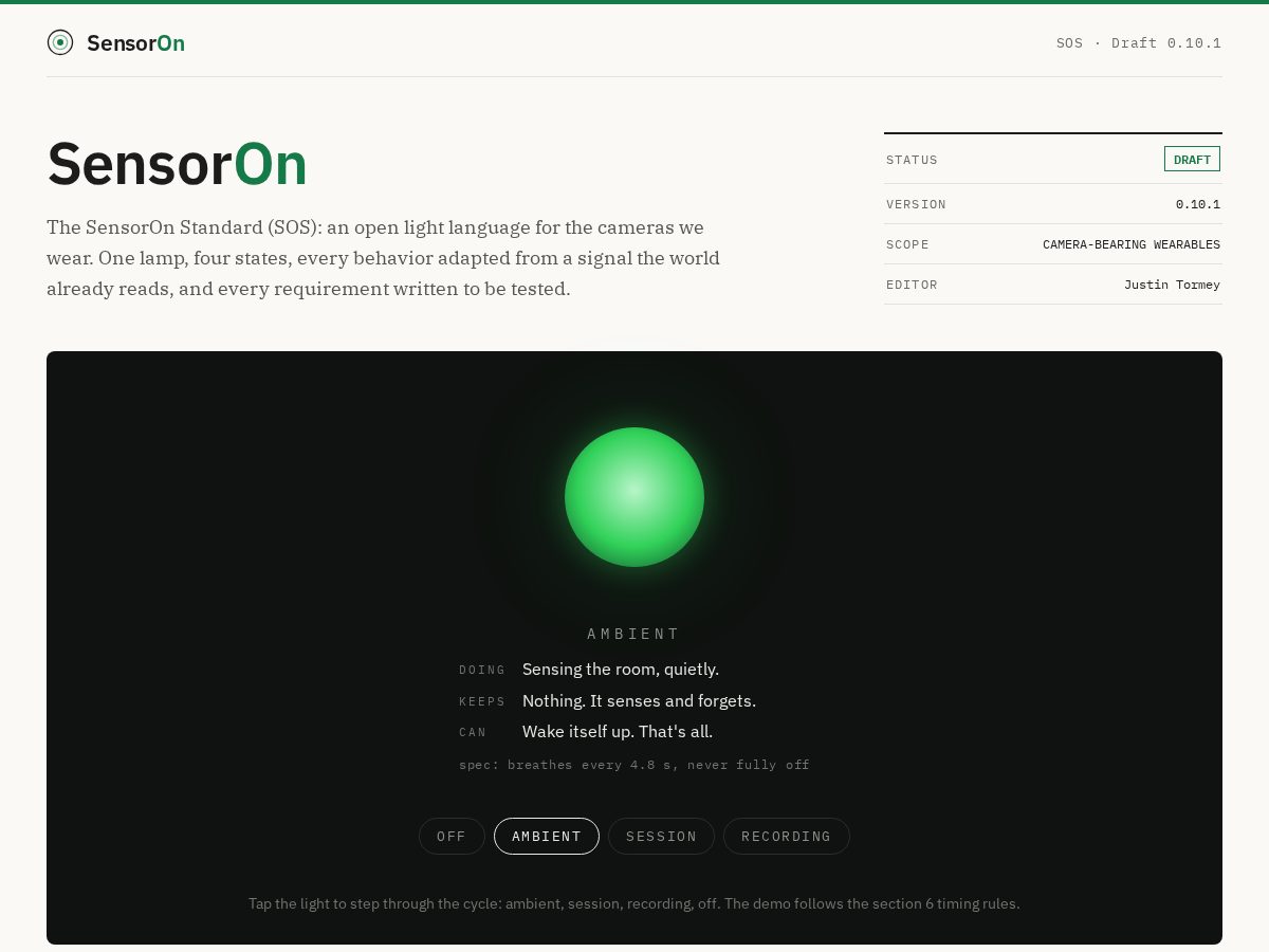 Landing-page snapshot of sensoron.org