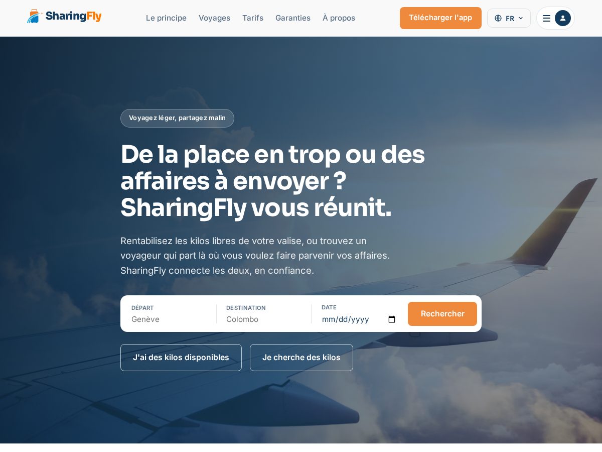 Landing-page snapshot of sharingfly.com