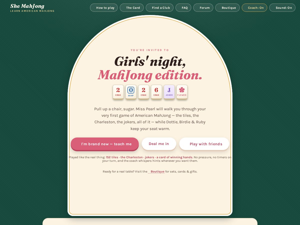 Landing-page snapshot of shemahjong.com
