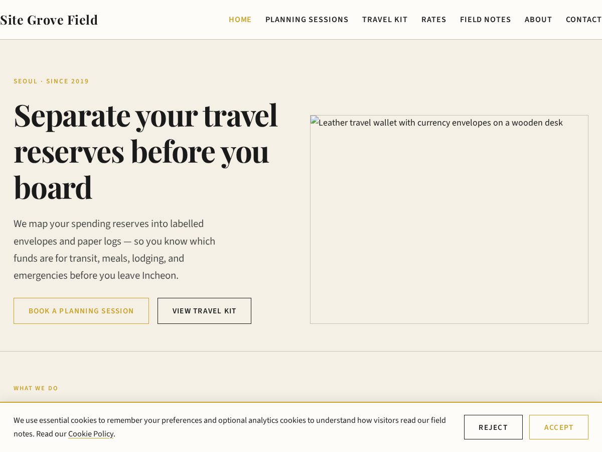 Landing-page snapshot of sitegrovefield.click