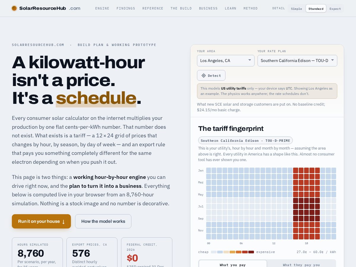 Landing-page snapshot of solarresourcehub.com