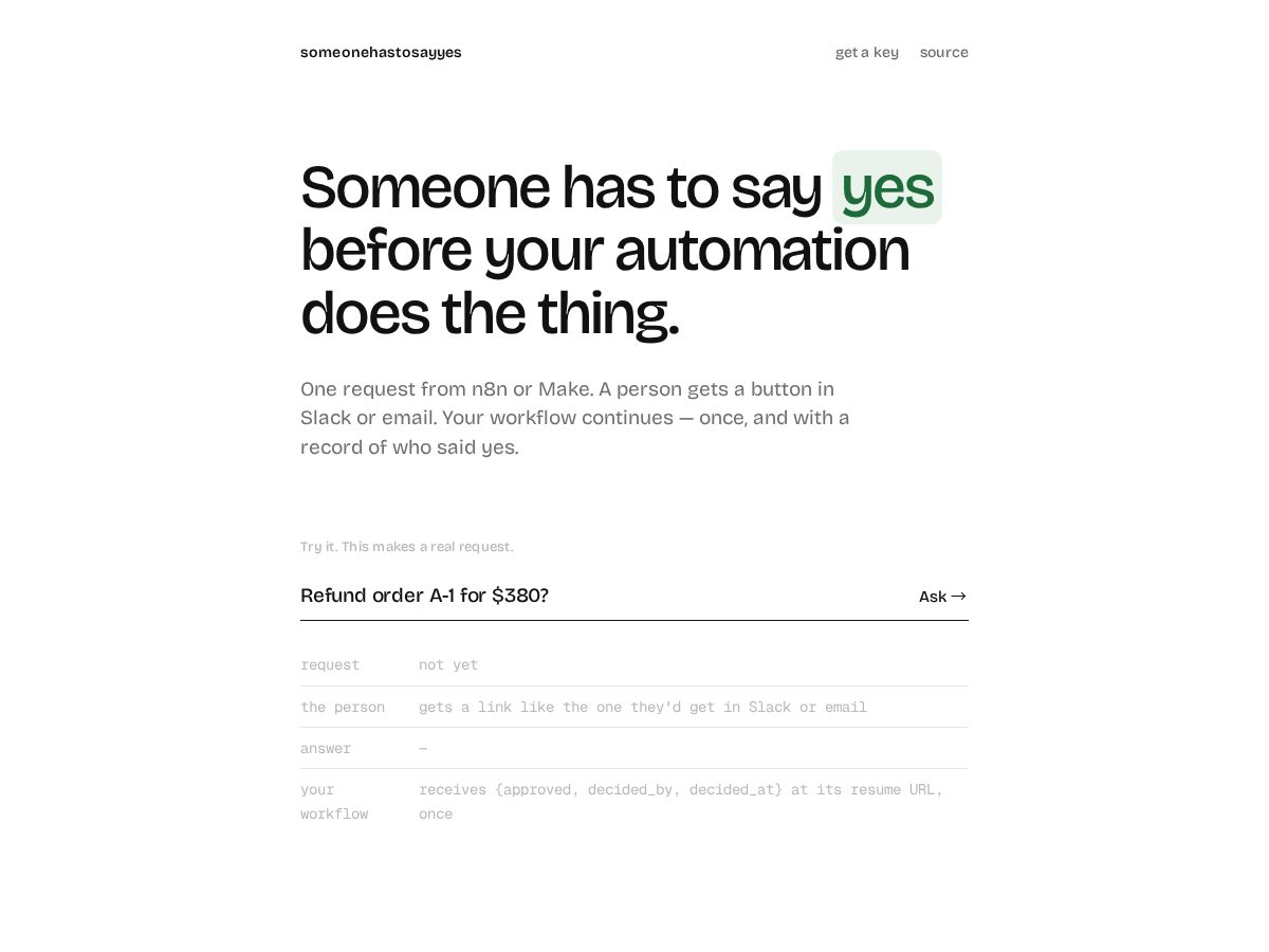 Landing-page snapshot of someonehastosayyes.com