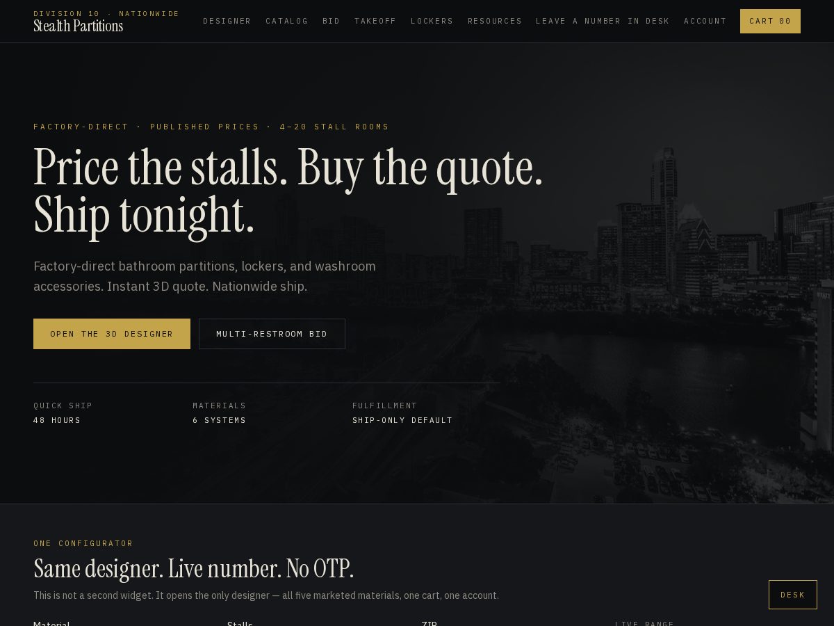 Landing-page snapshot of stealthpartitions.com
