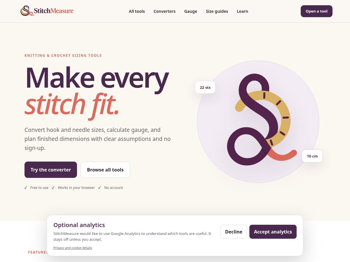 Landing-page snapshot of stitchmeasure.com