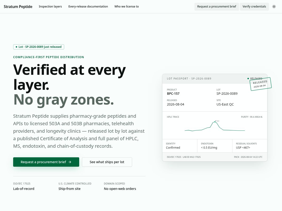 Landing-page snapshot of stratumpeptide.com