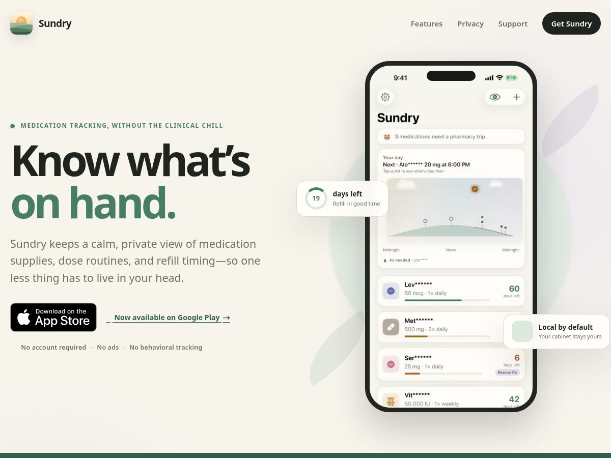 Landing-page snapshot of sundrywellness.com