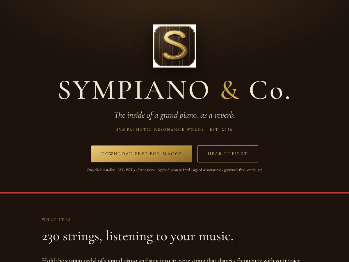 Landing-page snapshot of sympiano.com