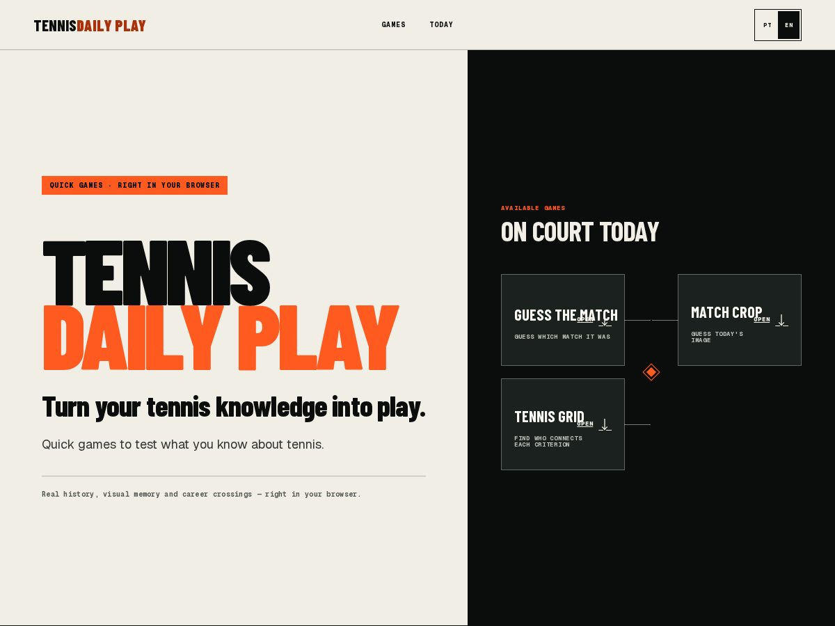 Landing-page snapshot of tennisdailyplay.com