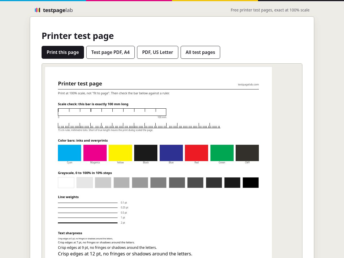 Landing-page snapshot of testpagelab.com