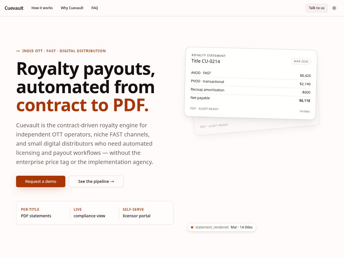 Landing-page snapshot of thecuevaultsolution.com