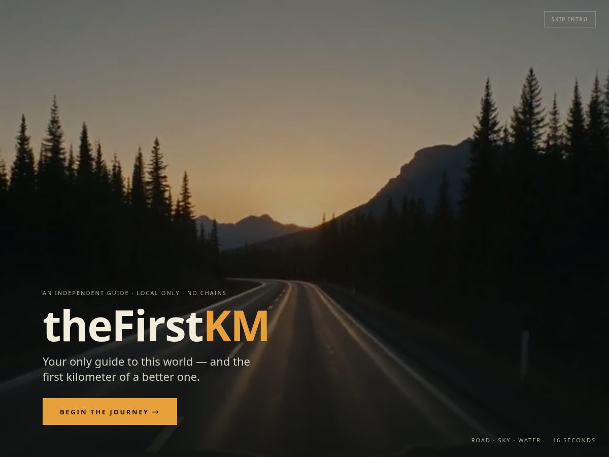 Landing-page snapshot of thefirstkm.com