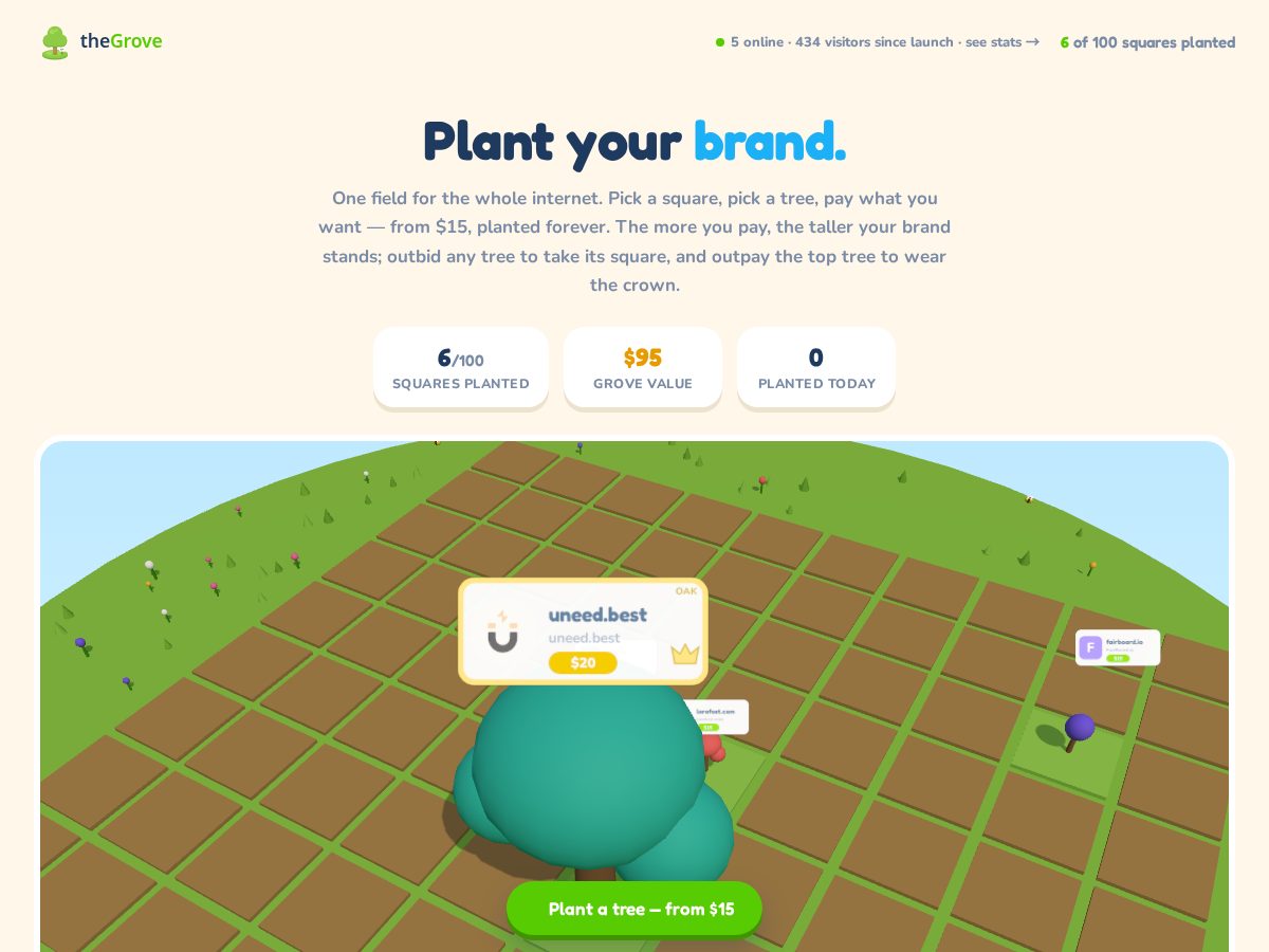 Landing-page snapshot of thegrove.lol