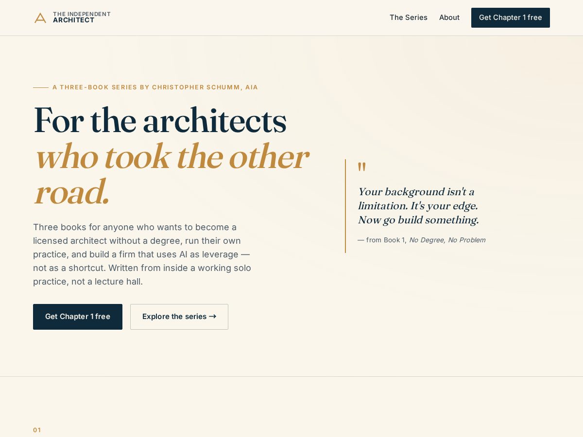 Landing-page snapshot of theindyarch.com