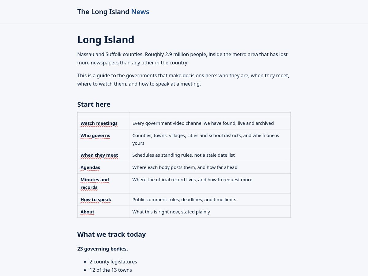 Landing-page snapshot of thelongisland.news