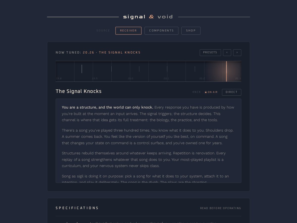 Landing-page snapshot of thesignalknocks.com