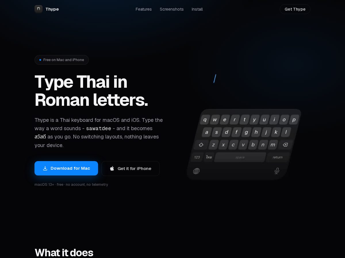 Landing-page snapshot of thype-app.com