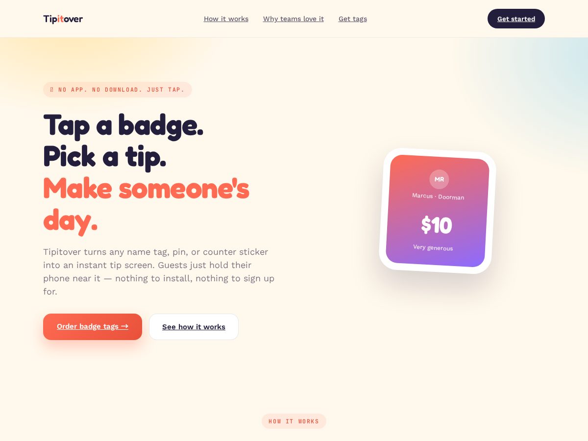 Landing-page snapshot of tipitover.com