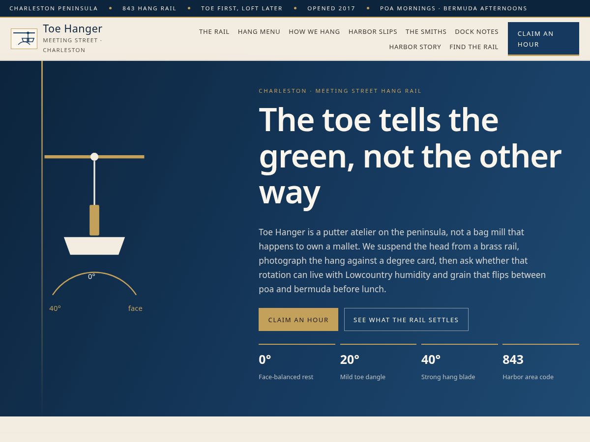 Landing-page snapshot of toehanger.shop