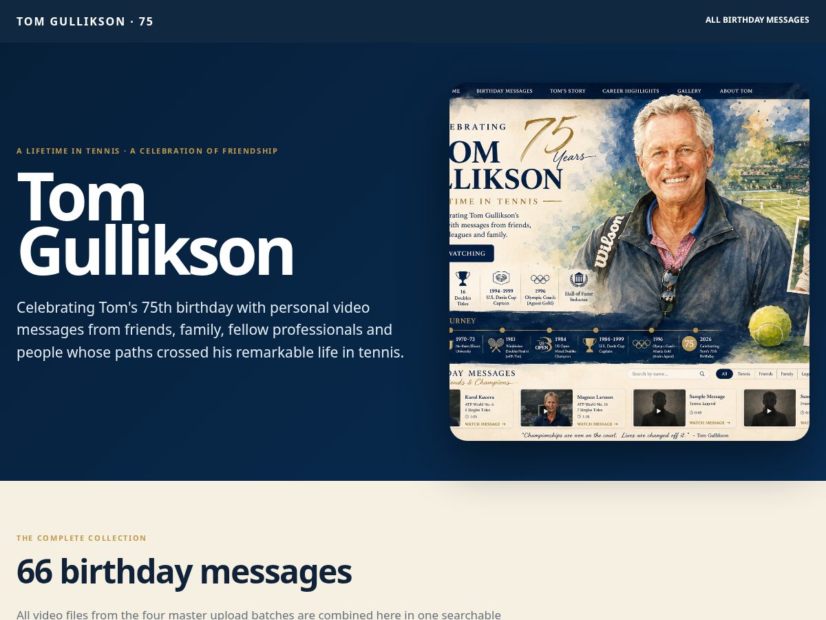 Landing-page snapshot of tomgullikson75.com