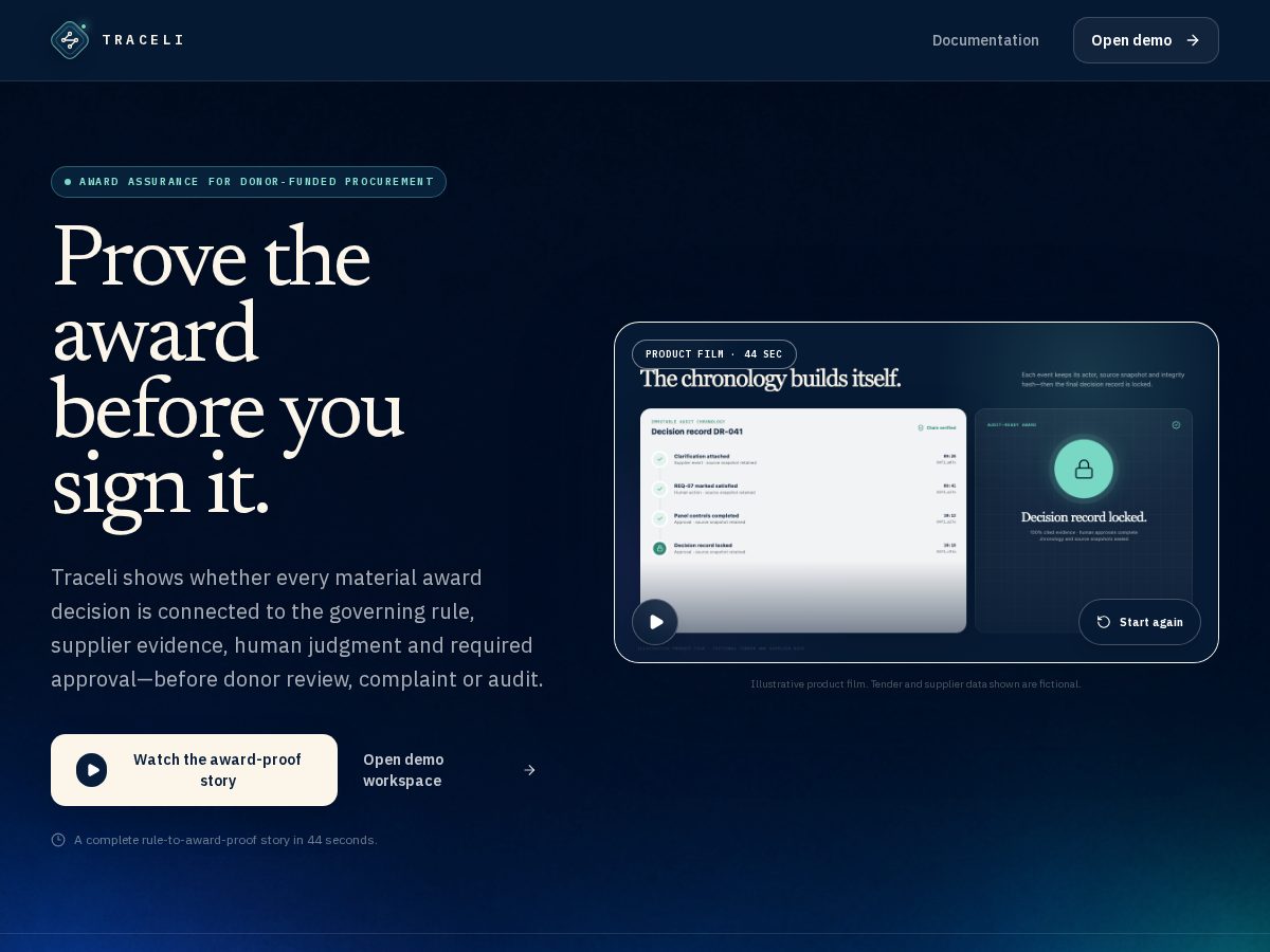 Landing-page snapshot of trace-li.com