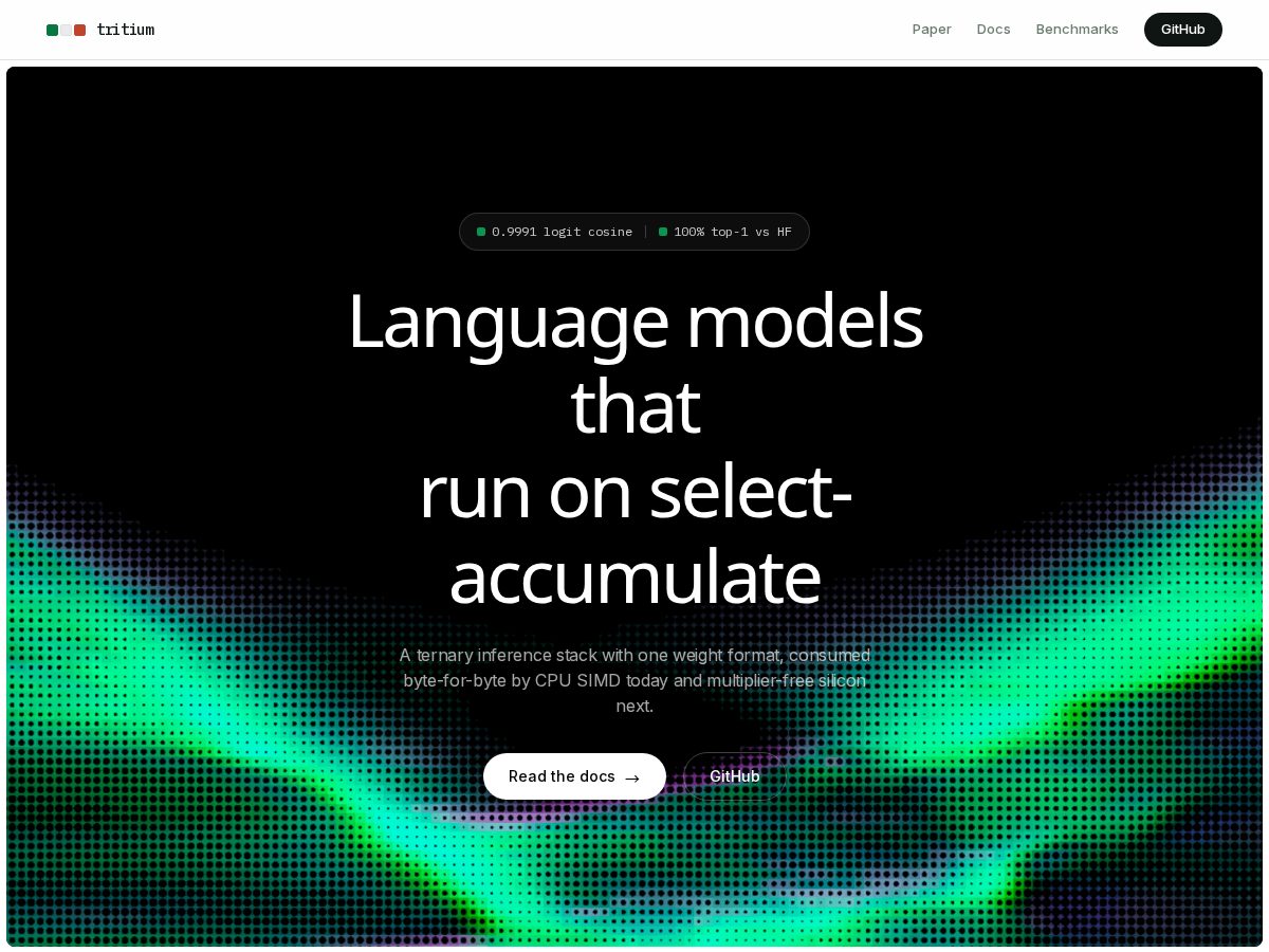 Landing-page snapshot of tritium.technology