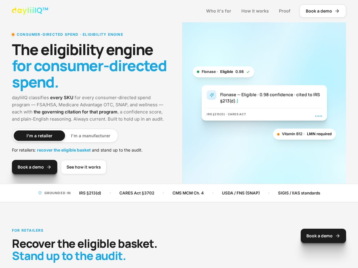 Landing-page snapshot of trywithdayliiiq.com