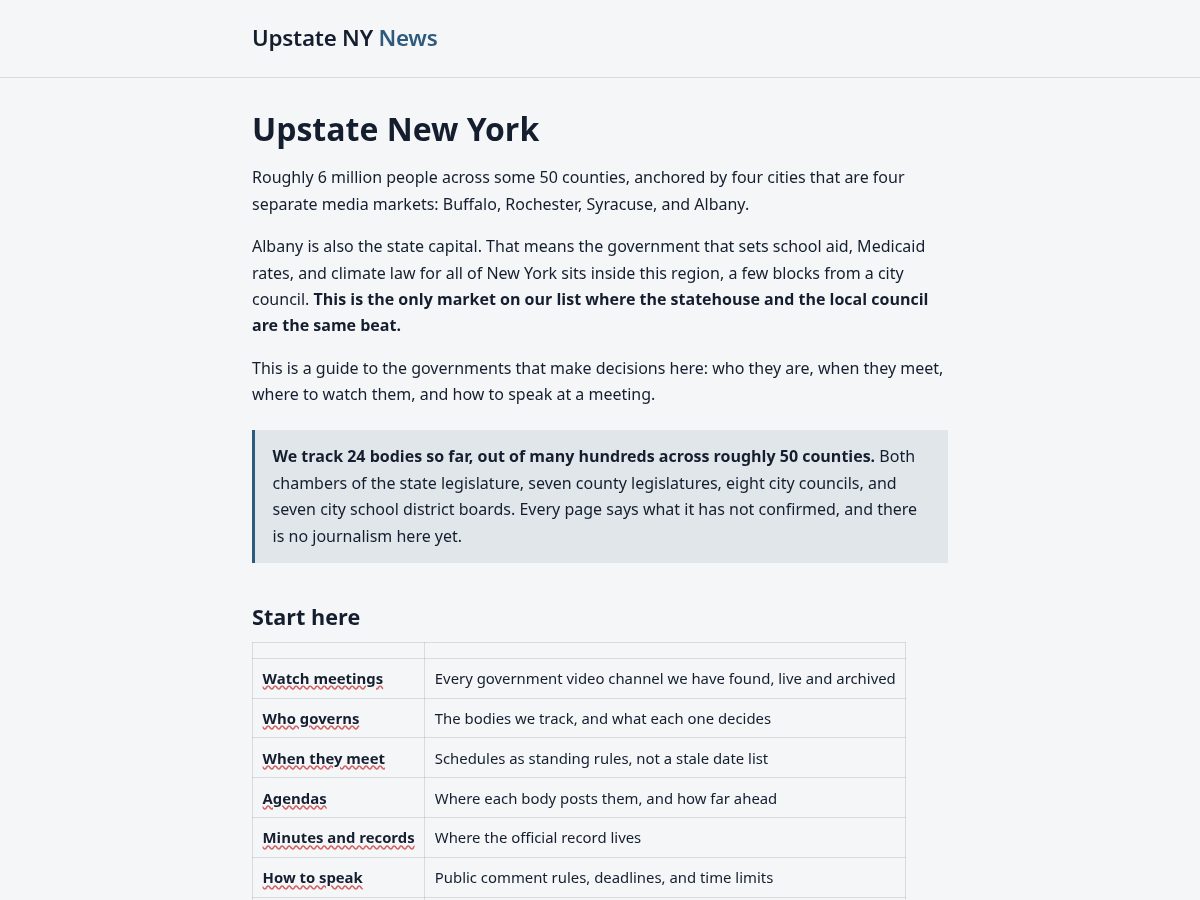 Landing-page snapshot of upstateny.news
