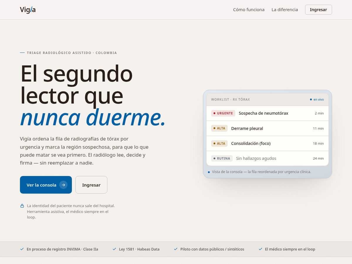 Landing-page snapshot of vigiadx.com