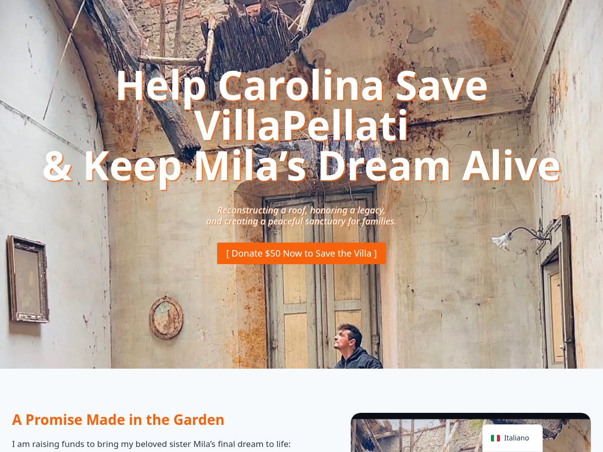 Landing-page snapshot of villapellati.com