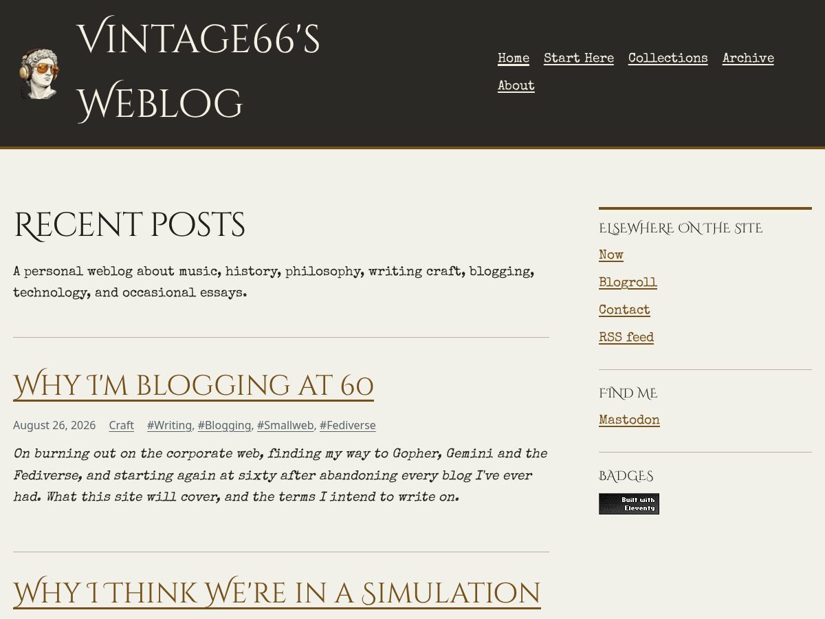 Landing-page snapshot of vintage66.blog