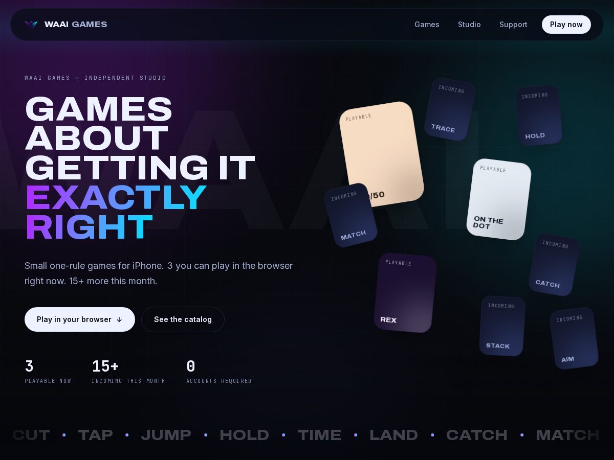 Landing-page snapshot of waaigames.com