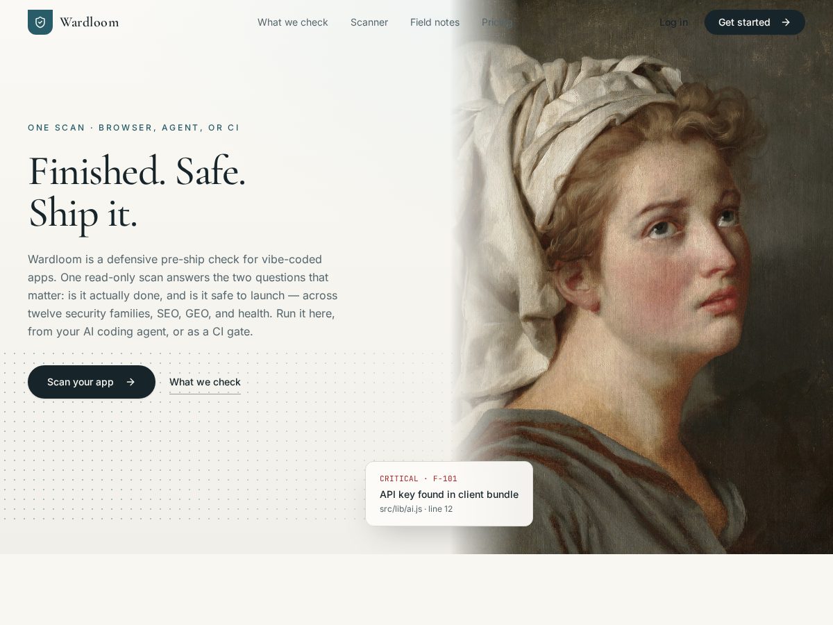 Landing-page snapshot of wardloom.com