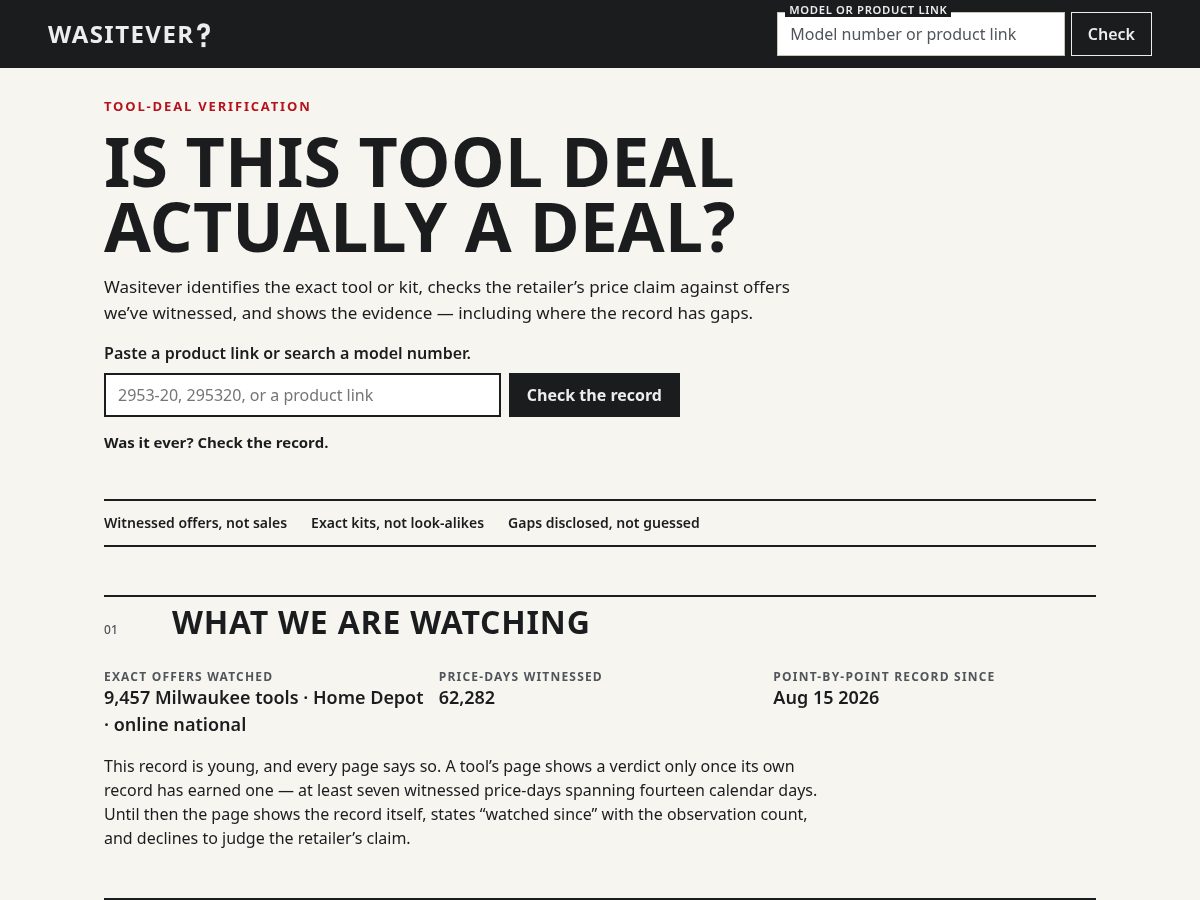Landing-page snapshot of wasitever.com