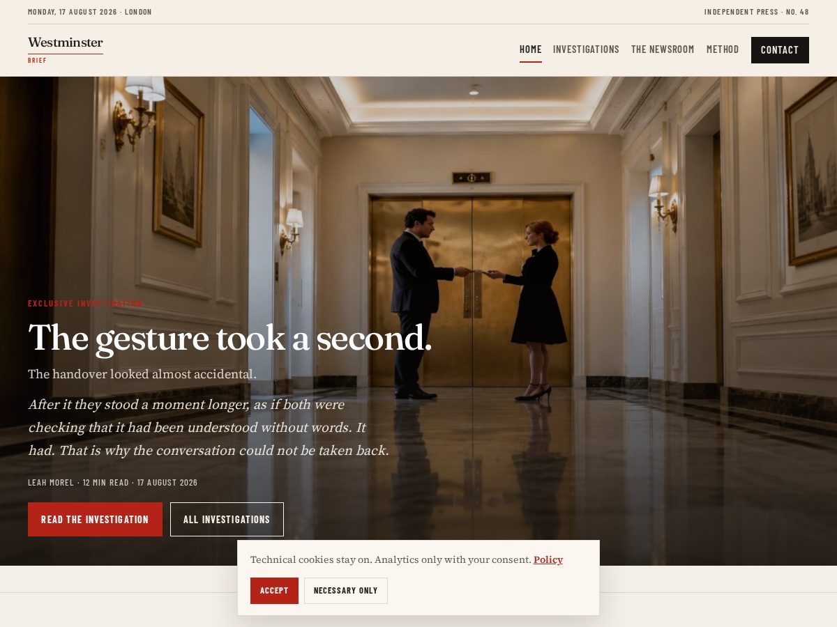 Landing-page snapshot of westminsterbrief.click