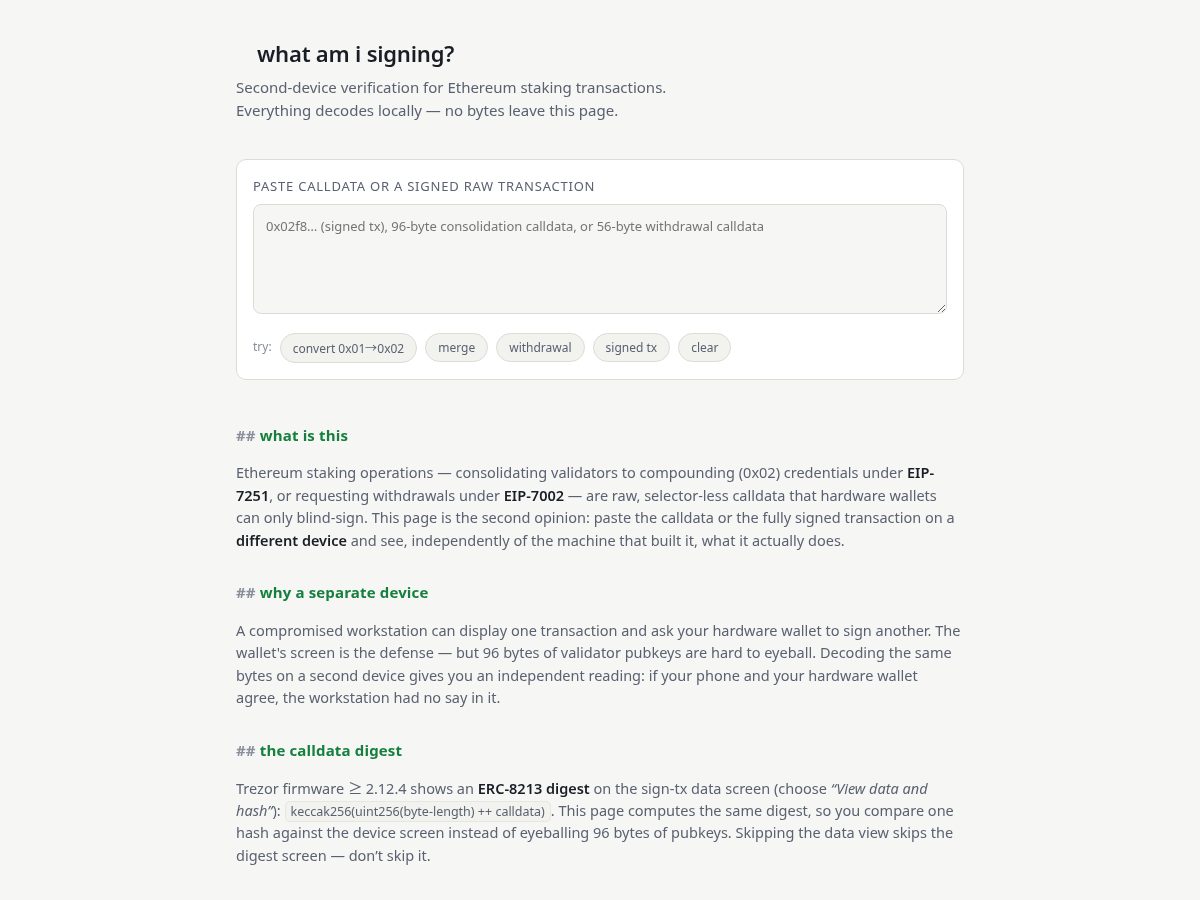 Landing-page snapshot of what-am-i-signing.com