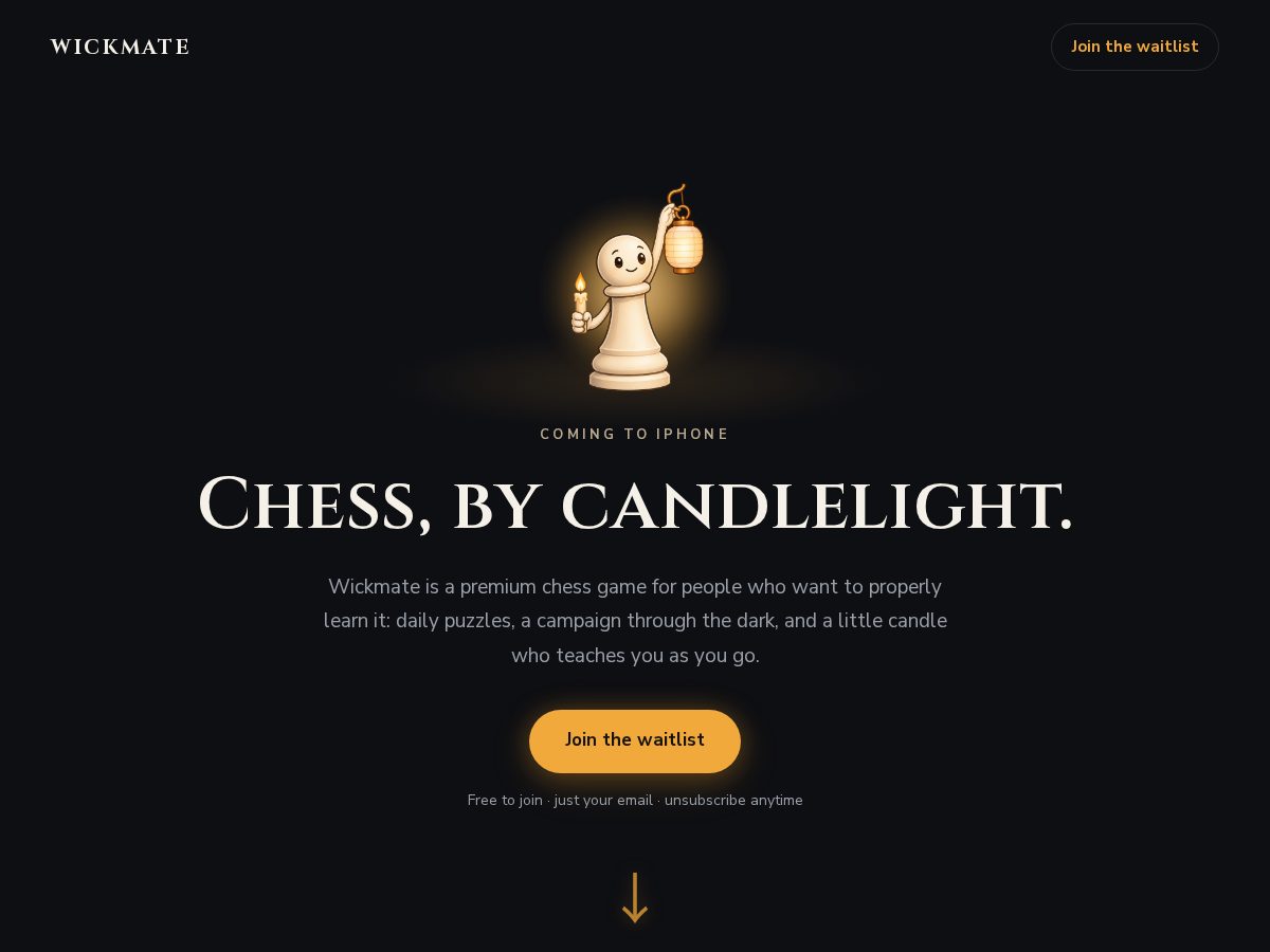 Landing-page snapshot of wickmate.app