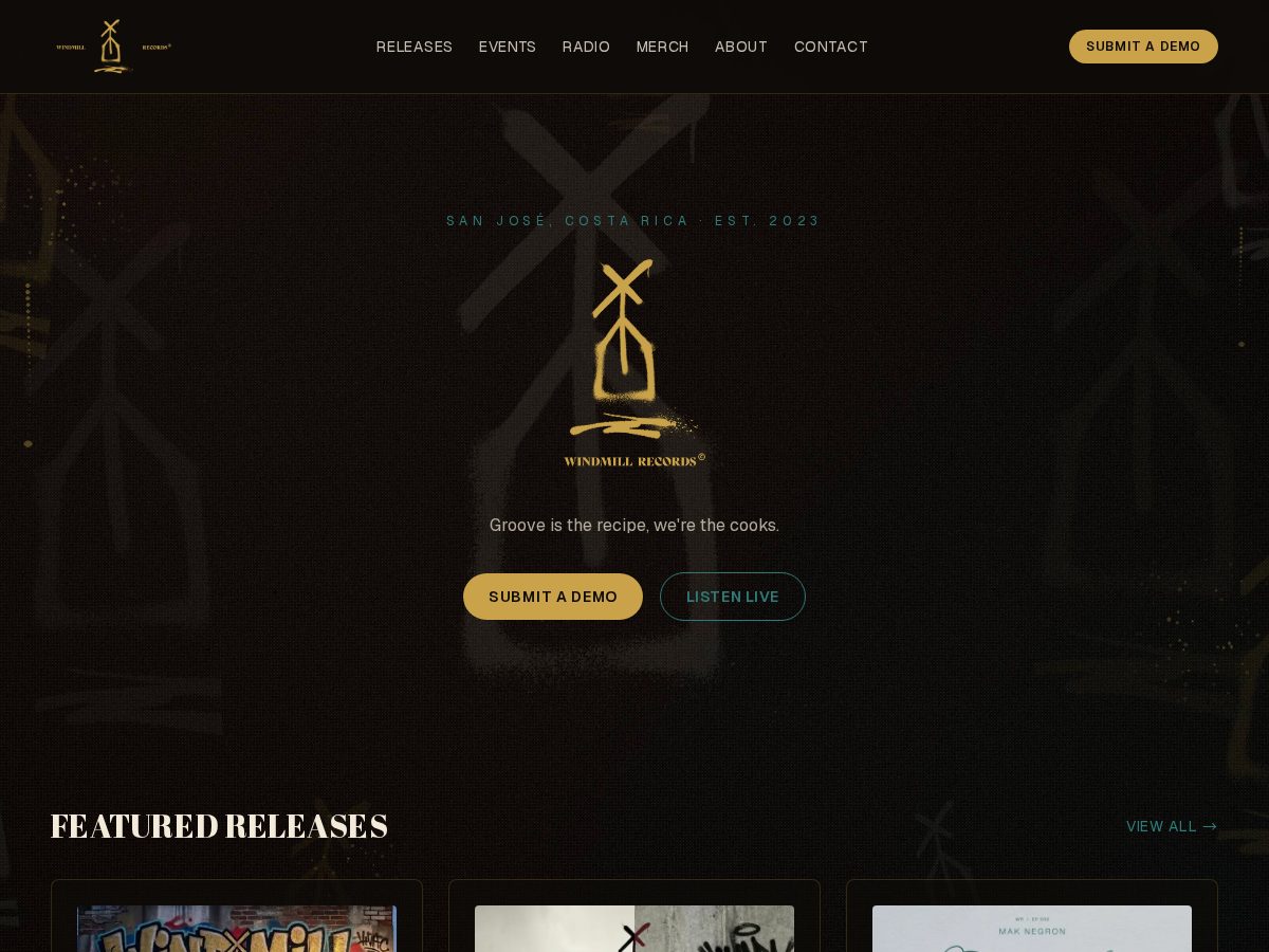 Landing-page snapshot of windmillrecords.site