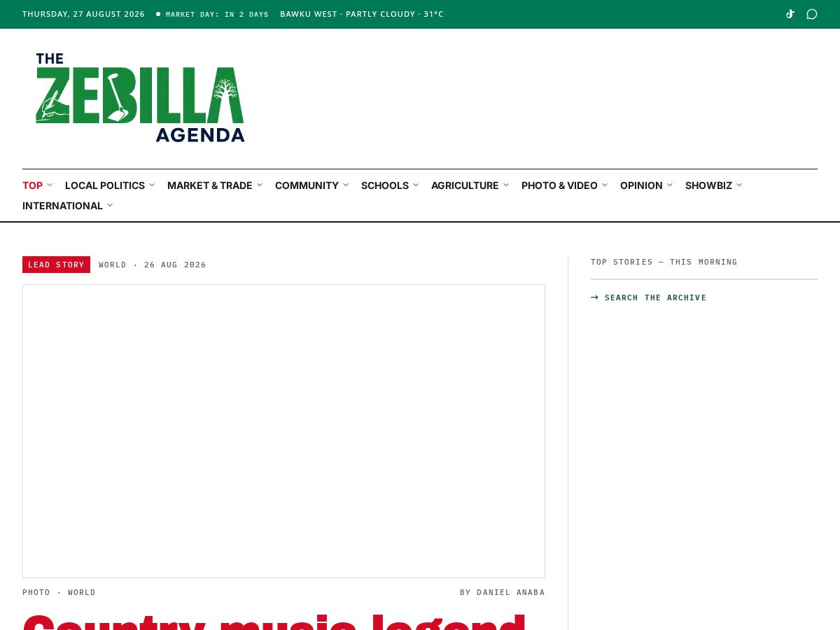 Landing-page snapshot of zebillanews.com