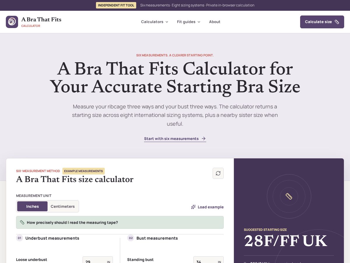 Landing-page snapshot of abrathatfitscalculator.com