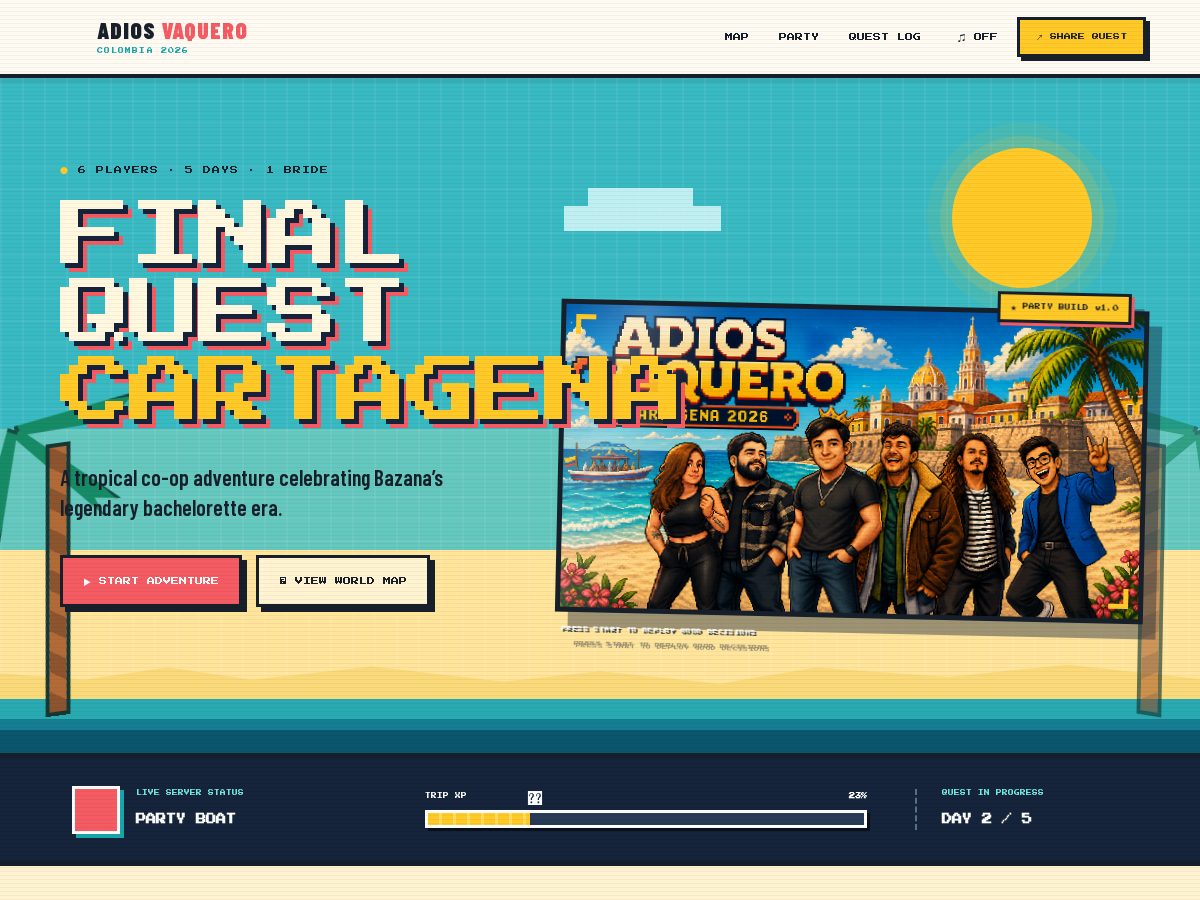 Landing-page snapshot of adiosvaquero.beer