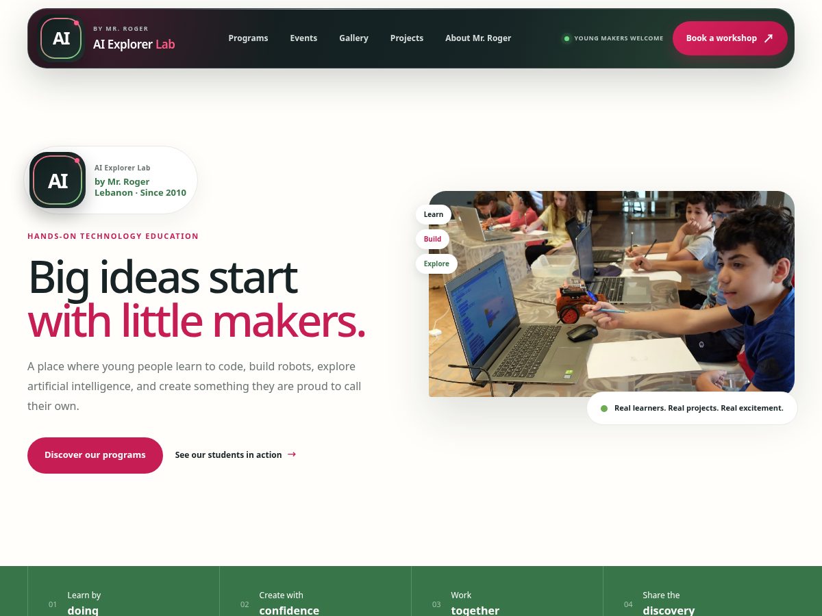 Landing-page snapshot of aiexplorerlab.org