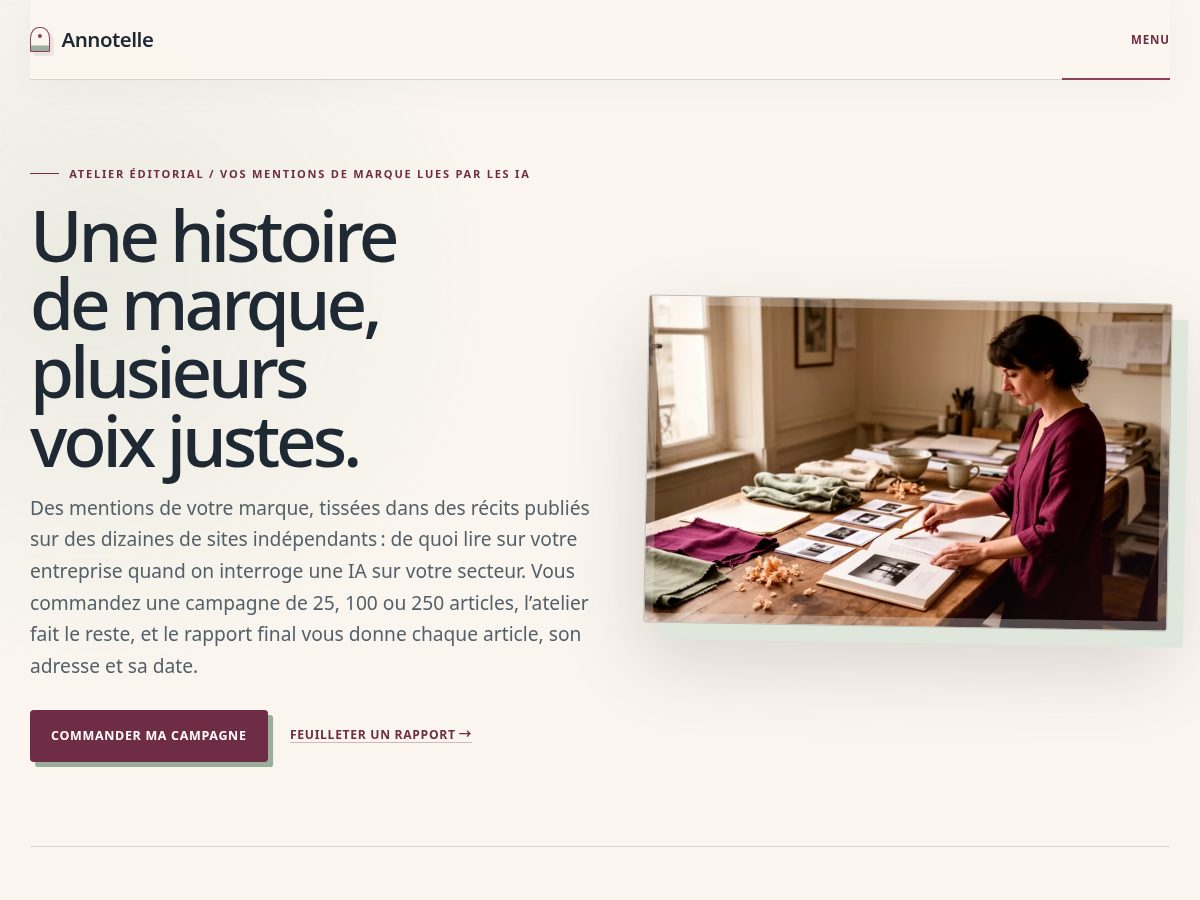 Landing-page snapshot of annotelle.com